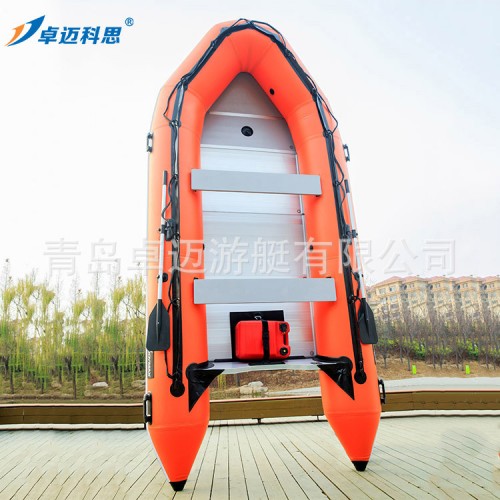 12人橘红色充气船，4.7米加厚橡皮筏子，充气船哪家好